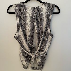 Aqua snakeskin tie-back tank